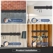 Sttoraboks Garage Tool Storage Rack, Heavy Duty Garage Storage Organizer Rack System Wall Mounted Tool with 6 double hooks, 2 rails