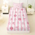 thumbnail image 3 of Erosebridal Pink Starfish Bow Knot Twin Sheet Sets 3pcs for Girls,Ocean Theme Geometric Stripes Bedding for Teens Adults,Luxury Bedroom Decor, 3 of 5