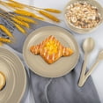 thumbnail image 4 of Zmleve Straw Cutlery Set, Unbreakable Plastic Plate and Bowl Set, Dishwasher and Microwave Safe, Beige, Serves 6, 4 of 7