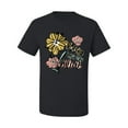 thumbnail image 2 of Wild Bobby Worship While You Wait Sunflower Pink and Yellow Inspirational/Christian Men Tee, Black, Small, 2 of 6