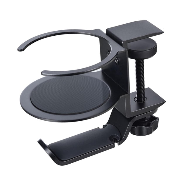 Soporte para auriculares con cable para PC y juegos debajo del escritorio. Negro
