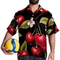 thumbnail image 4 of Cherry Men's Hawaiian Printed Short Sleeve Button Down Casual Beach Shirt's, Unisex, 4 of 6