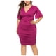 thumbnail image 1 of Vestido de fiesta sólido de manga larga acampanada con cuello en V de talla grande Sexy para mujer a la moda Fridja  qw5828, 1 of 6