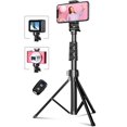 thumbnail image 1 of Phone Tripod, 55.9" Inch Extendable Selfie Stick Tripod with Bluetooth Remote & Carrying Bag for Smartphone, iPhone, Camera, GoPro, 1 of 5