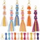 thumbnail image 1 of 6 juegos de kits para hacer llaveros, kits de llaveros de macramé con flores y borlas, kit de llavero tejido, instrucciones incluidas, kits de macramé bohemio., 1 of 8