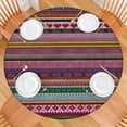 thumbnail image 2 of Purple Boho Tribal Stripes and Hearts Pattern Round Fitted Tablecloth with Elastic Edge,Dining Table Cover Waterproof,Outdoor Round Tablecloth for Camping,Dining,Indoor and Outdoor, 2 of 7