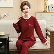 VOIANLIMO Gentle Pajamas Women'S Spring And Autumn Long-Sleeved Large Size New Fashion Floral Cotton Homewear Suit Two-Piece Set