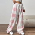 thumbnail image 6 of Flannel Plaid Pants Women Soft Warm Christmas Holiday Pajama Pant Wide Leg Loose Casual Sleep Pjs Bottoms (4XL, Pink), 6 of 6