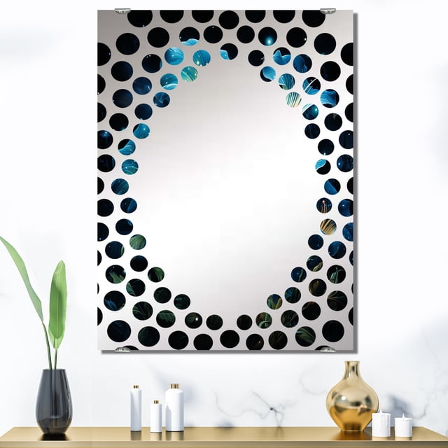 Designart "Starry Night Morning Glory Celestial Blooms III" Morning Glory Oversized Wall Mirror - Traditional Floral Office Mirror Wall Decor - Multiple Color Options