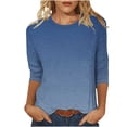 thumbnail image 1 of VSSSJ Hauts à Manches 3/4 pour Femmes Décontractés Tendance Dégradé Imprimé Manches Raglan Col Rond Coupe Décontractée Tunique Respirante T-Shirt Bleu P, 1 of 4