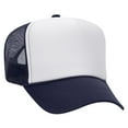 thumbnail image 2 of OTTO Polyester Foam Front 5 Panel High Crown Mesh Back Trucker Hat - Nvy/Wht/Nvy, 2 of 3