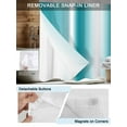 thumbnail image 3 of No Hook Cloth Fabric Shower Curtain with Snap in Liner, Ombre Turquoise Waterproof Shower Curtains Set with See Through Top Window, Gradient White Abstract Minimalist Stripe Bath Curtains 72"x72", 3 of 6