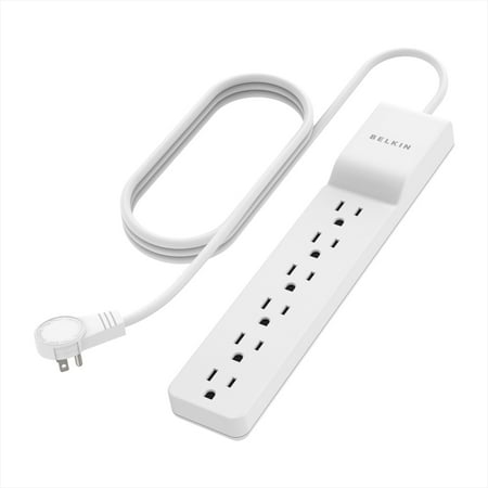 Belkin Home and Office 700-Joules Surge Protector, 6 Outlets, 6-Ft. Cord with 360° Rotating Flat Plug, BE106001-06R, BE106001-06R