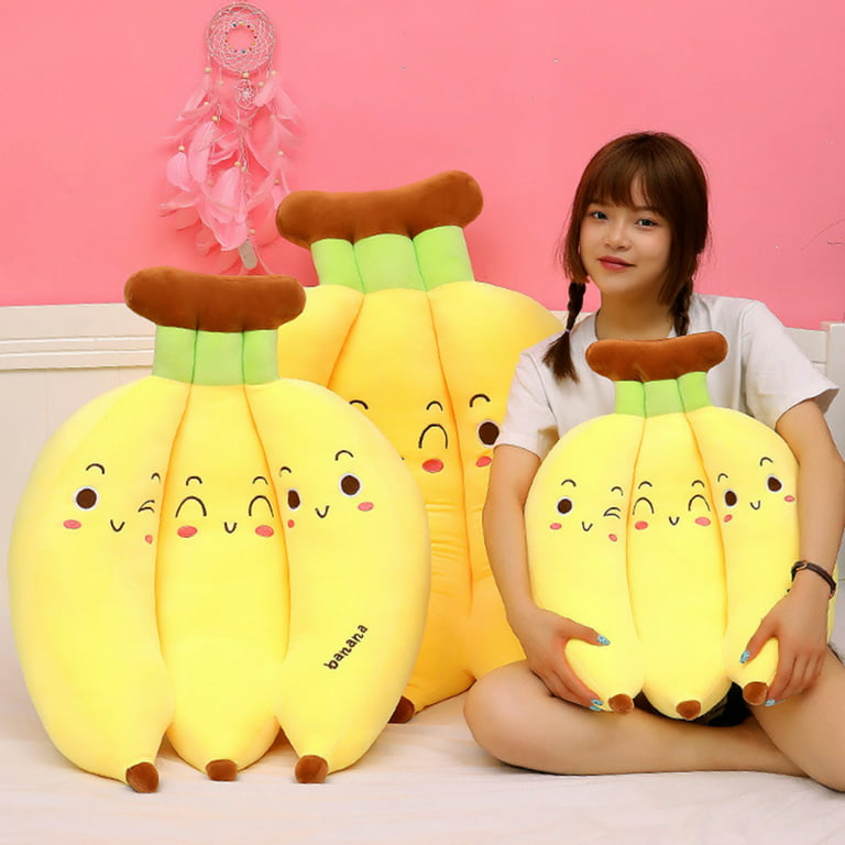 EUBUY Banana Plush Pillow Filled Fruit Plush Toy Cute Expression