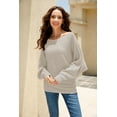 thumbnail image 4 of YEKEYI Batwing Sleeve Jumpers for Women Boat Neck Off Shoulder Dolman Knitted Sweaters Ladies Pullovers Tops, 4 of 4
