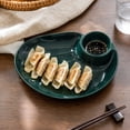 thumbnail image 5 of Dumpling Serving Plate with Built-in Sauce Compartment Divided Snack Dish for Kitchen Dining Table Appetizer Sushi Dessert Home Daily Use Party Supplies, 5 of 6
