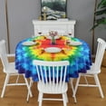 thumbnail image 2 of Colorful Rainbow Tie Dye Spiral Pattern Round Tablecloth 60"x60",Wrinkle Wipeable Table Cloth for Kitchen Dining Room Picnic Patio Party, 2 of 6