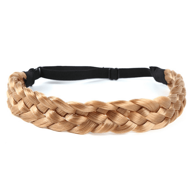 5 Strands Synthetic Hair Braided Headband Hairpiece Classic Chunky Wide Plaited Braids ElasticMulti-Color Headband