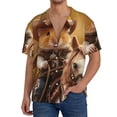 thumbnail image 7 of Lsque Western Cowboy Guinea Pig print Men's Cuban Collar Short Sleeve Shirt Summer Beachwear Casual Button Down Fashionable Vacation Leisure Shirt-3X-Large, 7 of 7