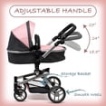 thumbnail image 4 of Dolls To Play Convertible Baby Doll Stroller 2-in-1 Pretend Play Pram with Adjustable Handle, Basket & Bag, Pink, 4 of 7