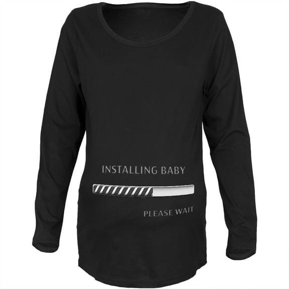 Installing Baby Funny Black Maternity Soft Long Sleeve T-Shirt - 2X-Large