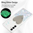 thumbnail image 5 of Luminous Glow in The Dark Case for Samsung Galaxy S24 FE, TPU Soft Bling Glitter Cover with Heart-Shaped Makeup Mirror, Fluorescent Shine Slim Protective Case for Galaxy S24 FE YGJ-White, 5 of 15