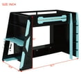thumbnail image 2 of Harper & Bright Designs Twin Size Gaming Loft Bed with Desk & RGB Lights, Twin Wood Loft Bed Frame with Storage Shelves & Charging Station, Blue, 2 of 18