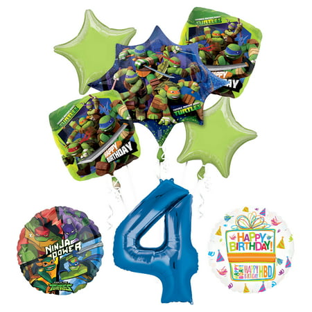 Teenage Mutant Ninja Turtles 4th Birthday Party Supplies and TMNT Balloon Bouquet Decorations