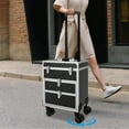 thumbnail image 4 of Professional Rolling Makeup Case Train Case Cosmetic Trolley Cosmetic Organizer Black, 4 of 12