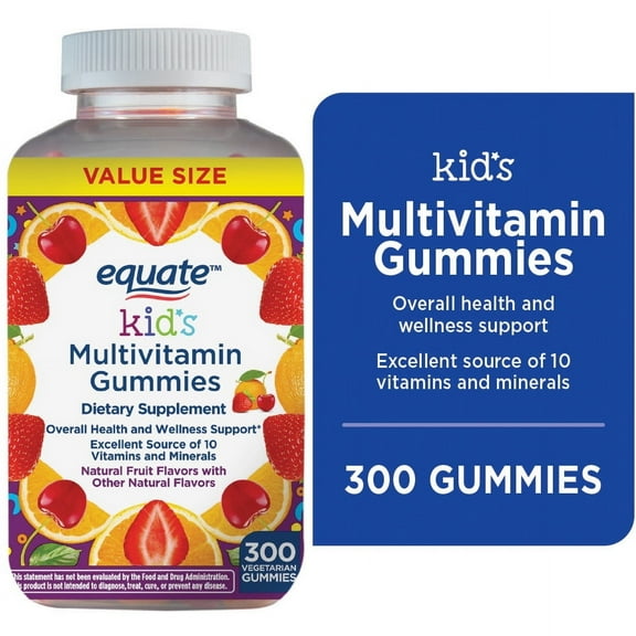 Equate Kids Multivitamin Gummies for General Health, Natural Fruit, 300 Count
