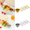 thumbnail image 1 of Soporte para tacos de acero inoxidable – acabado dorado y plata • Diseño de portavasos únicos • Vaso integrado para salsa • Construcción metálica duradera • 9,65"x2,36"x1,57" • Base antideslizante, 1 of 7