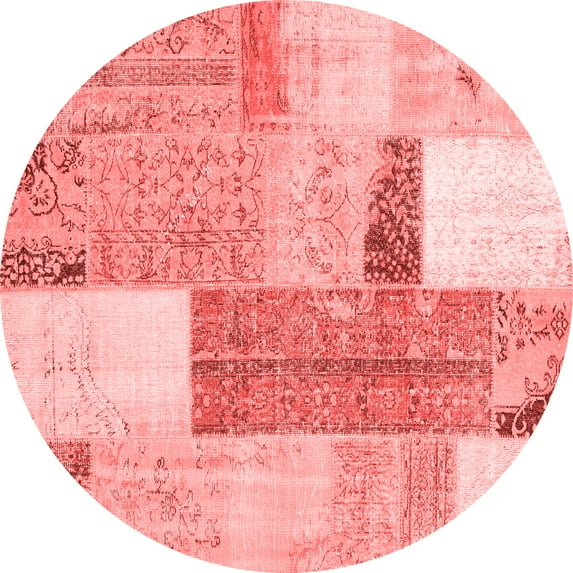 Ahgly Company Indoor Round Patchwork Red Transitional Area Rugs, 5' Round