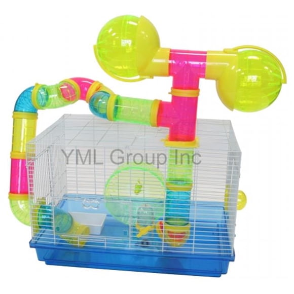 YML Dwaft Hmaster Mice Cage with Color Translucent Tubes, Base and Accessories - color may vary.
