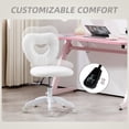 thumbnail image 6 of HOMCOM Armless Home Office Desk Chair, Computer Task Chair, Teddy Fleece Heart Makeup Vanity Chair with Swivel Wheels, Adjustable Height, White, 6 of 9