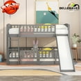 thumbnail image 2 of BELLEMAVE Bunk Bed Twin over Twin, Twin Bunk Bed with Slide, Ldder, Door Openable Fence, Low Bunk Bed(Gray), 2 of 13
