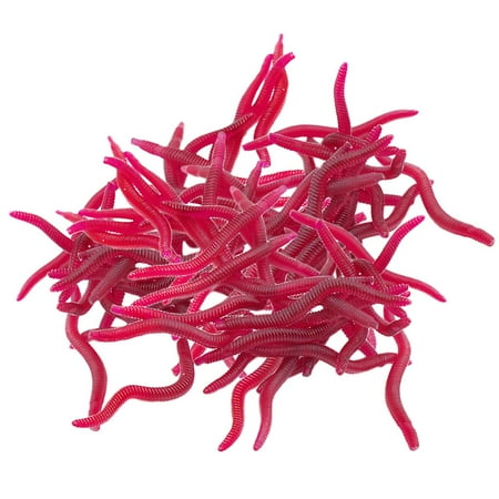 200pcs Red Earth Worm Soft Lure Bait Fishing Tackle Accessories Supplies