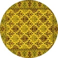 thumbnail image 1 of Ahgly Company Machine Washable Indoor Round Persian Yellow Traditional Area Rugs, 3' Round, 1 of 4