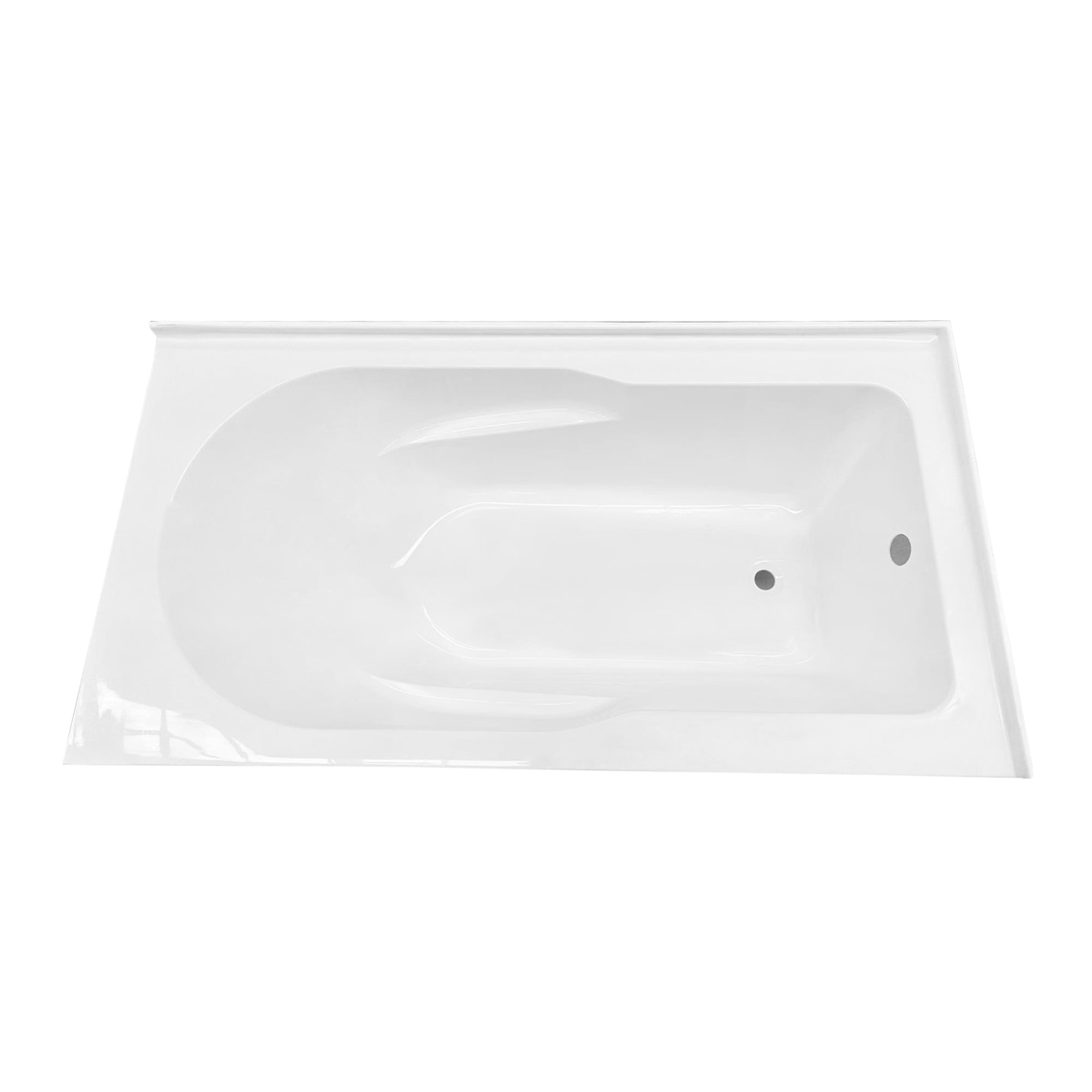Aqua Eden VTAM6032R21TS 60-Inch Acrylic Rectangular 2-Wall Corner Alcove Tub, Right Hand Drain in Glossy White