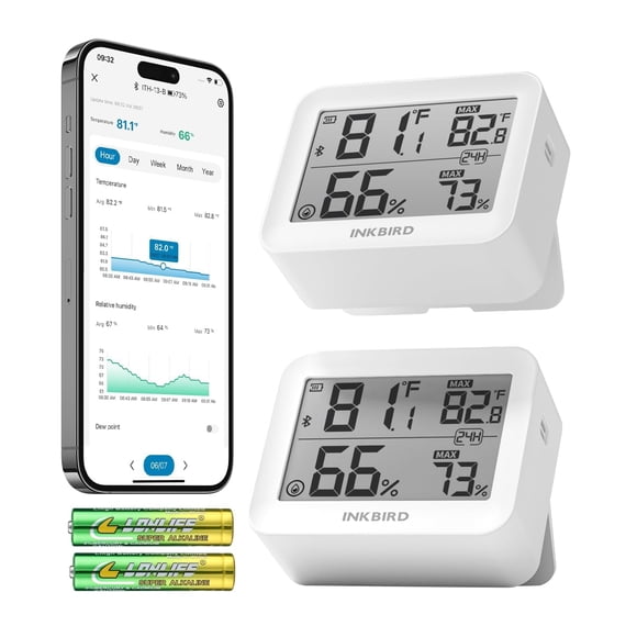Monitor higrómetro de temperatura Bluetooth Inkbird, paquete de 2