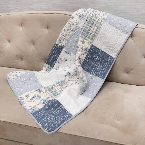 Donna Sharp Blue Pastures Quilted Pieced Cotton Throw