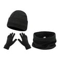thumbnail image 1 of MIASHUI Women's Scarf, Hat, and Gloves Three-Piece Set Winter Outdoor Riding Skiing Cold Protection Solid Color Knit Hat Warm Set Black, 1 of 9