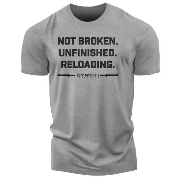 Gymish Not Broken Men’s Workout T-Shirt – Funny Gym Shirt, Lifting Tee, Deadlift Fitness & Bodybuilding Top