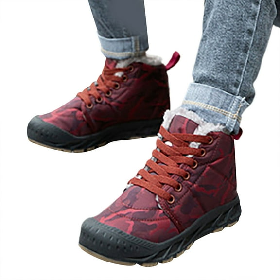 Chenyee Boys Snow Boots Comfortable Winter Water-proof Non Slip Walking Shoes Warm Ankle Booties