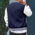 thumbnail image 2 of Lefu Men Classic Thin Fleece Baseball Jacket Fashion University Varsity Splicing Coat, 2 of 9