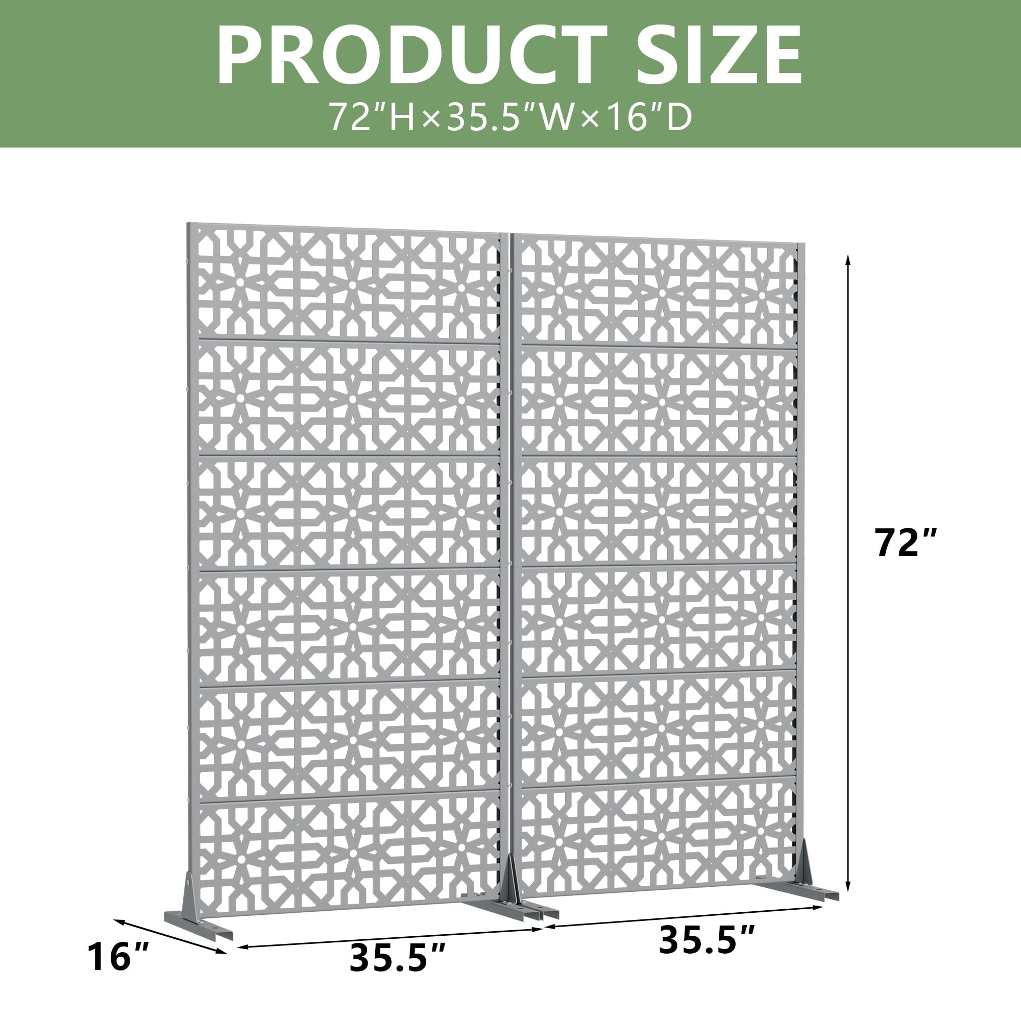 MAYEERTY 72*35in Outdoor Privacy Screen, Hot Tub Area Metal Privacy Fence, Privacy Panel for Patio, Balcony, Backyard, Garden
