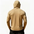 thumbnail image 5 of Inglocry Men's UPF 50+ Sun Hoodie with Mask Fishing Shirts UV Protection Long Sleeve, Quick Dry Hooded Rash Guard Hikingwith Zipper Pocket Khaki 2XL, 5 of 7