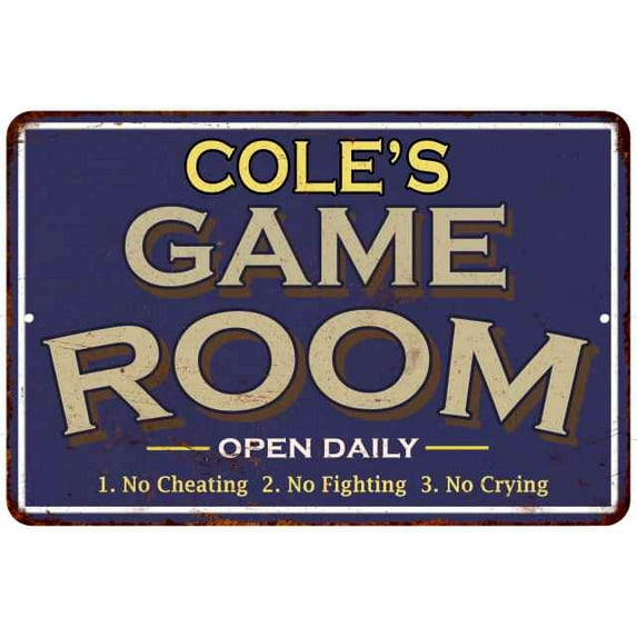 COLE'S Blue Game Room Sign Metal Wall Decor 8x12 108120002083