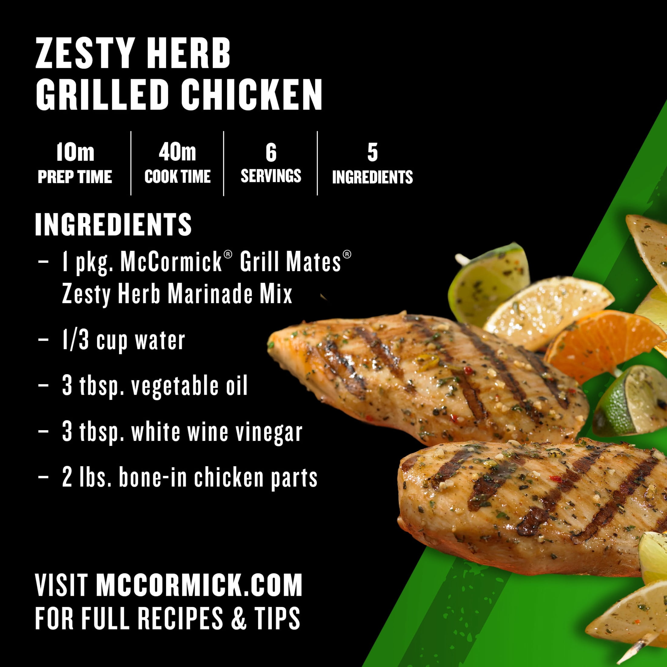 (2 pack) Grill Mates Seasoning Mix, Zesty Herb Marinade, 1.06 oz Packet