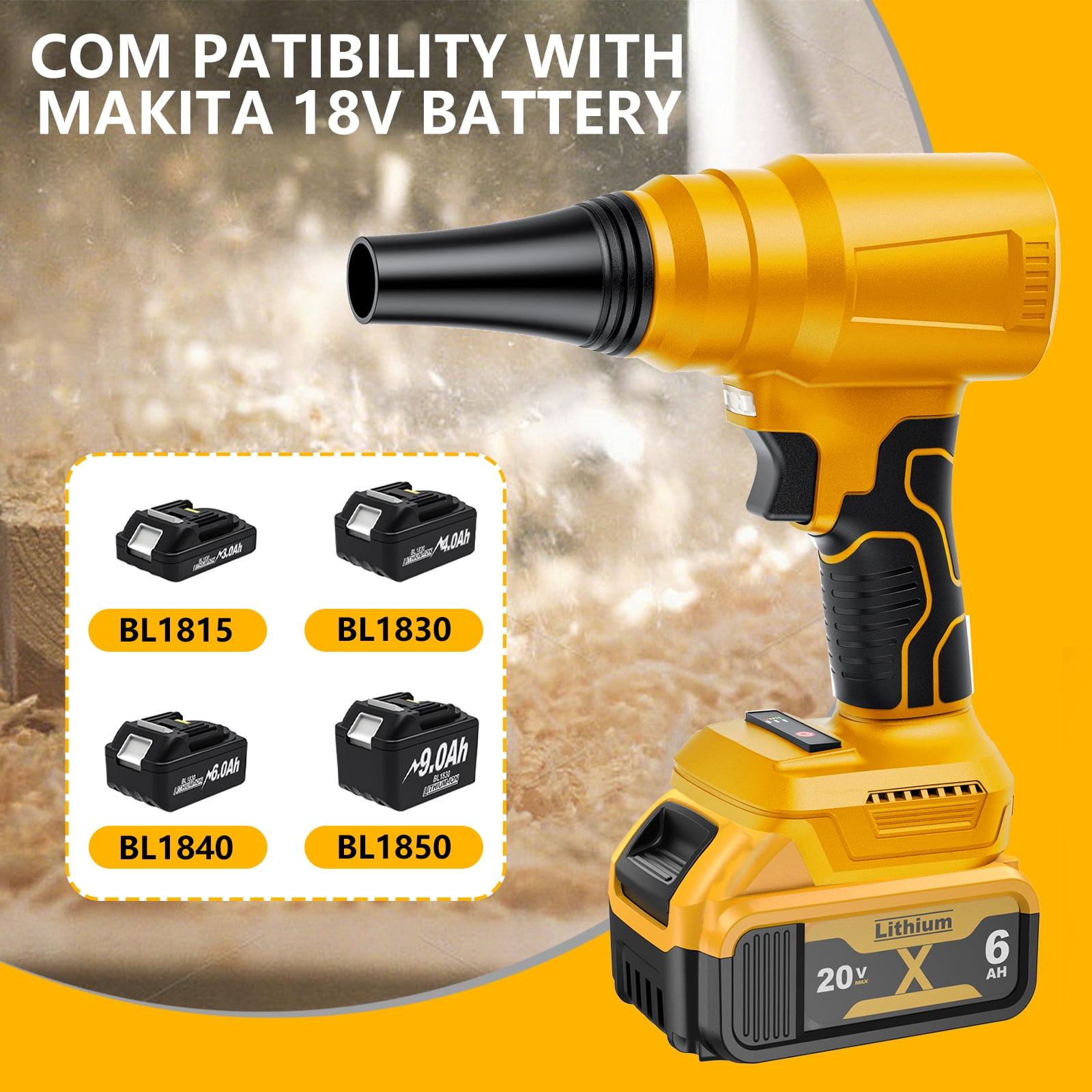 Electric Cordless Leaf Blower Dust Blower for DEWALT 20V Battery （Tool only）140000 RPM Brushless High-Speed Motor Handheld Jet Fan Air Blower for Patio Cleaning Lawn Care,Blowing Leaves and Dust