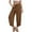 Brown, variant on Women's Pants Petite Under $10 With Pocket Elastic Waist Solid Color Baggy Casual Wide-Leg Pants